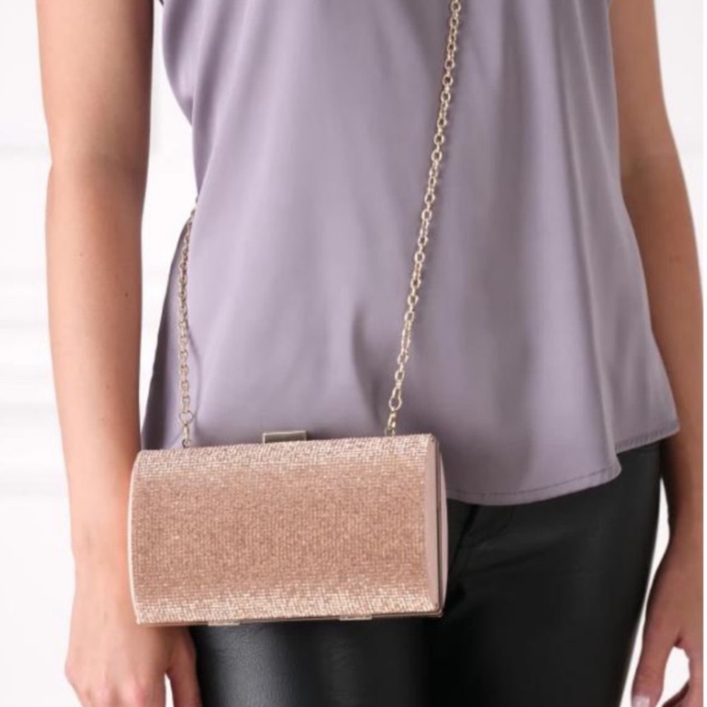 INC Ranndi Sparkle Clutch Fuchsia Crossbody Bag - Picture 9 of 12